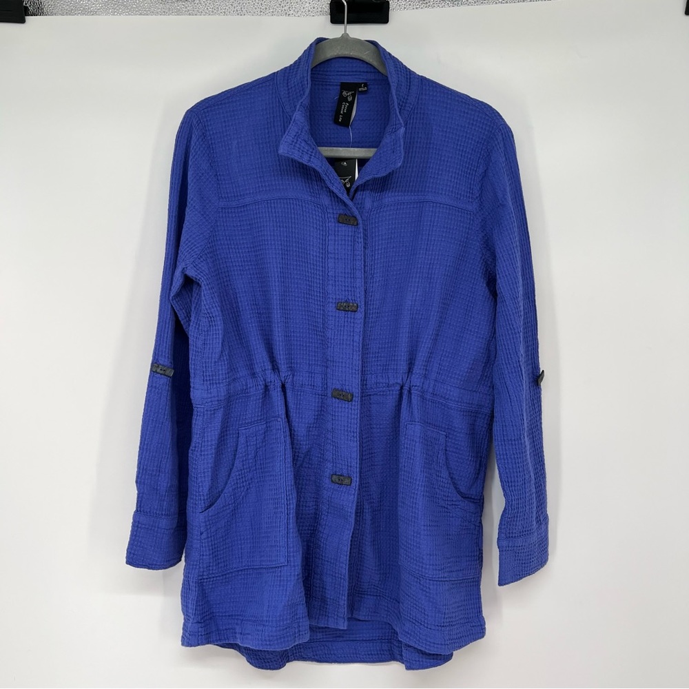 NWT Focus Cotton Waffle Weave Long Sleeves Jacket Toggle Buttons